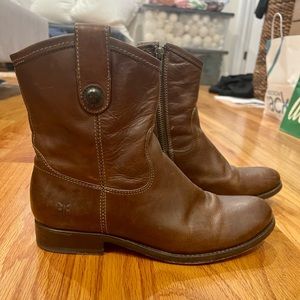 Frye Melissa Button Short Ankle Boots - Brown - Size 7